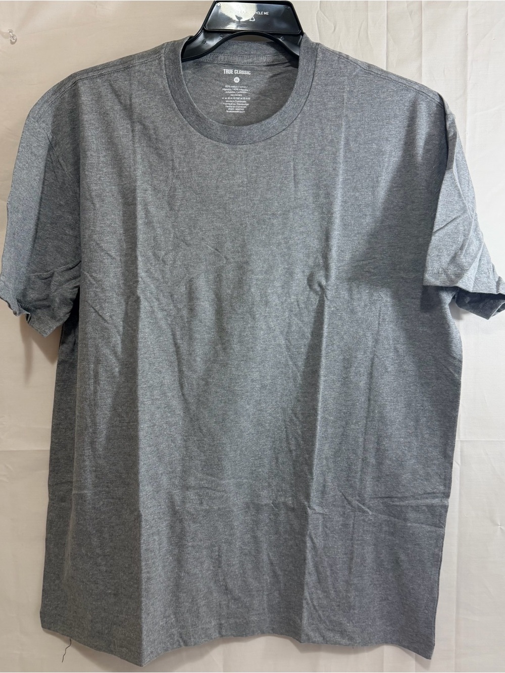 True Classic Men’s Crewneck Short Sleeve T-Shirt Heather Grey XL